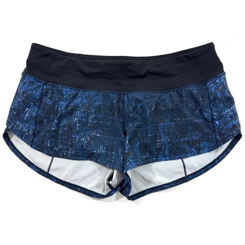 Lululemon Speed Shorts Size 8 City Lights Blue Black